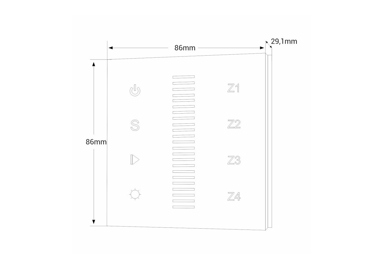 Télécommande murale tactile "Sunricher"-4 zones-RGB-Perfect RF - SR-2830RGB(AC) - Barcelona LED