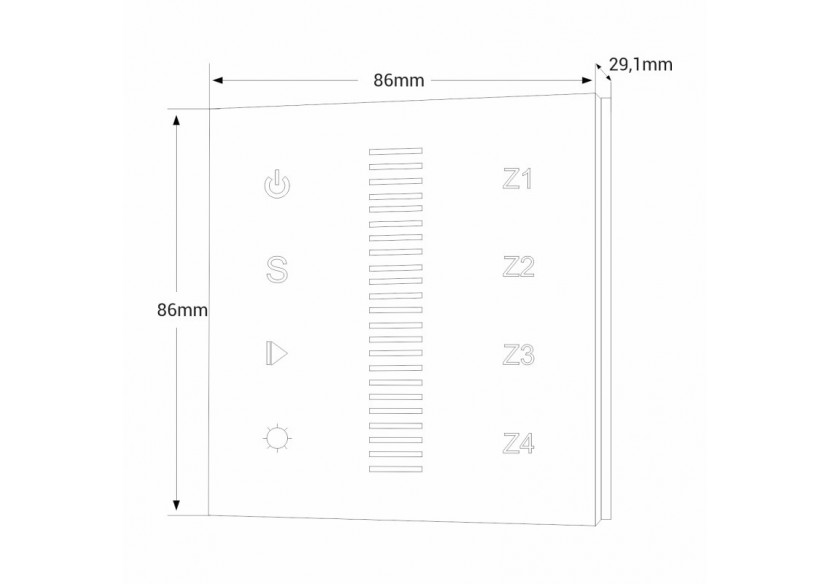 Télécommande murale tactile "Sunricher"-4 zones-RGB-Perfect RF - SR-2830RGB(AC) - Barcelona LED