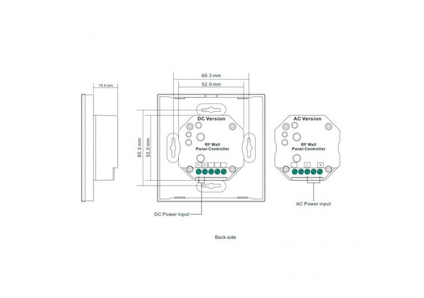 Télécommande murale "Sunricher"-4 zones-Monochrome-Perfect RF - SR-2830A(AC) - Barcelona LED