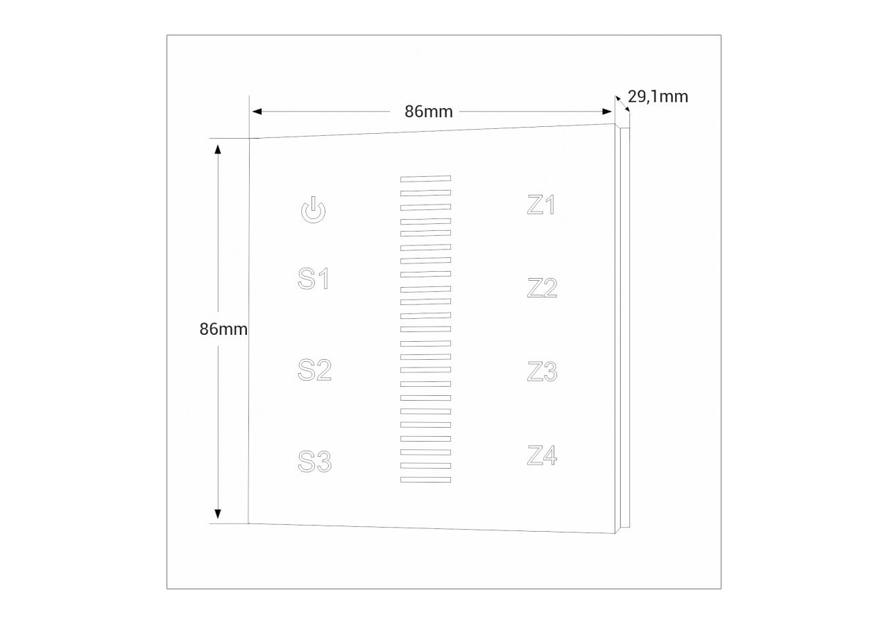 Télécommande murale "Sunricher"-4 zones-Monochrome-Perfect RF - SR-2830A(AC) - Barcelona LED