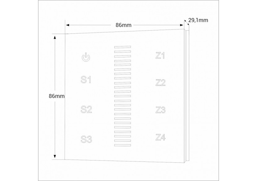 Télécommande murale "Sunricher"-4 zones-Monochrome-Perfect RF - SR-2830A(AC) - Barcelona LED