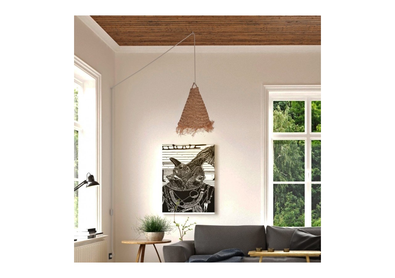 Suspension en fibre naturelle "NAM XL" avec interrupteur et prise - K189-C-B - Barcelona LED