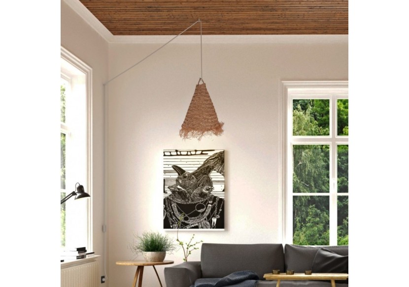 Suspension en fibre naturelle "NAM XL" avec interrupteur et prise - K189-C-B - Barcelona LED