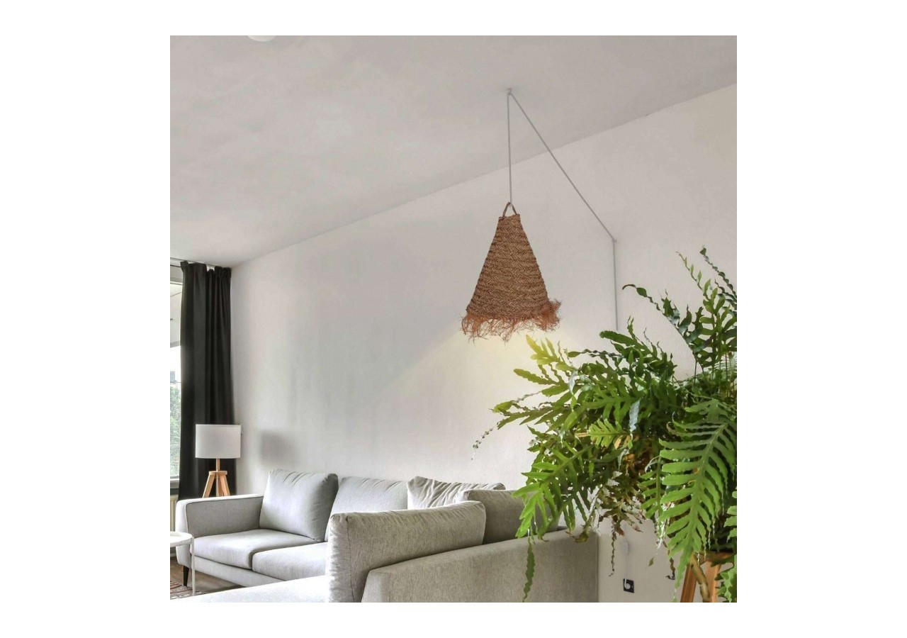 Suspension en fibre naturelle "NAM XL" avec interrupteur et prise - K189-C-B - Barcelona LED