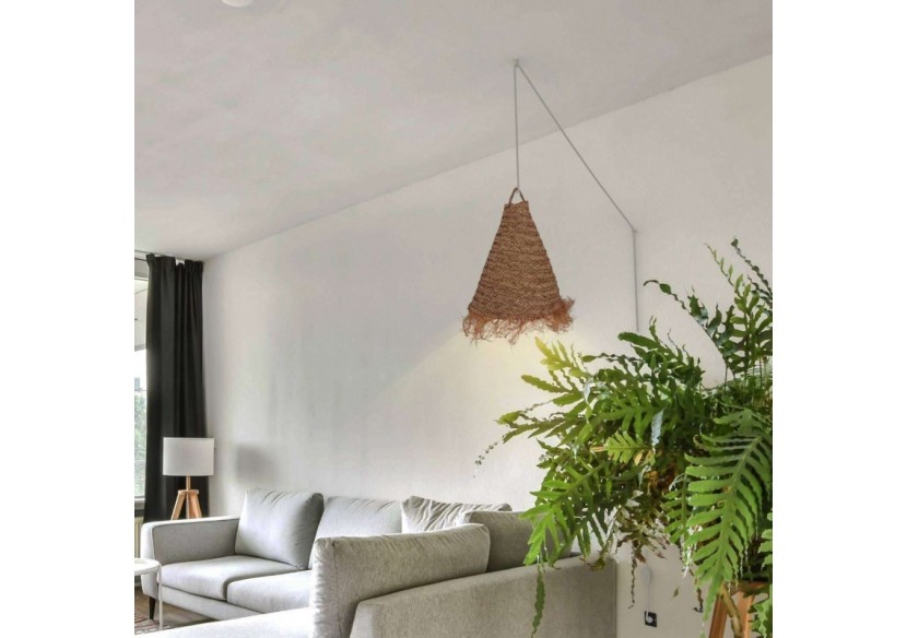 Suspension en fibre naturelle "NAM XL" avec interrupteur et prise - K189-C-B - Barcelona LED