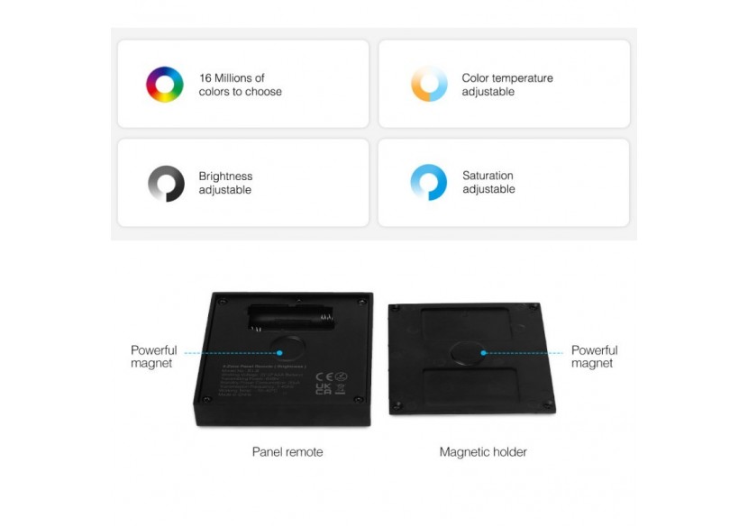 Télécommande murale RGB+CCT-1 zone-Noir-Mi-Light - B0B-RGBCCT - Barcelona LED