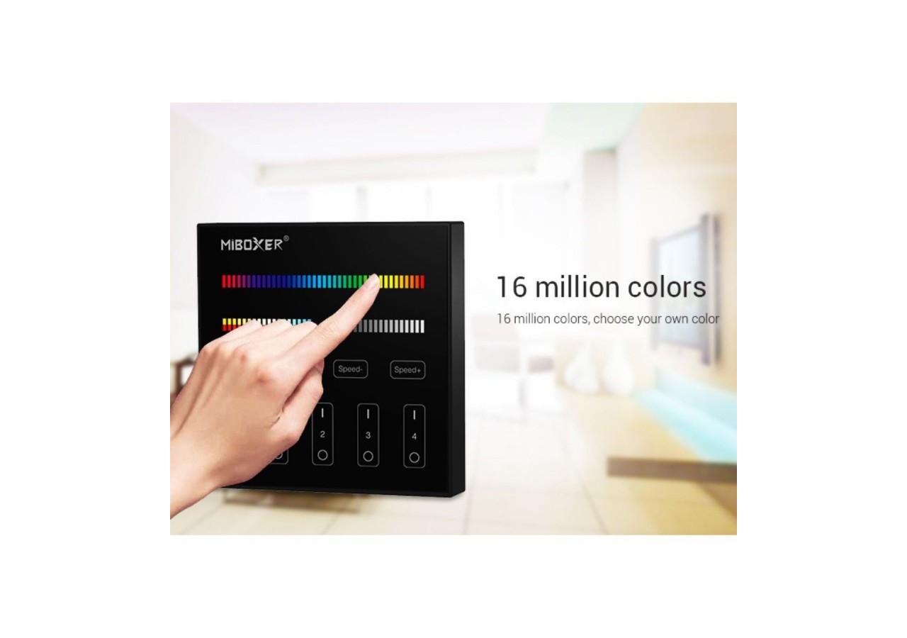 Télécommande murale RGB + CTT-4 zones-Noir-Mi-Light - B4B-RGBCCT - Barcelona LED