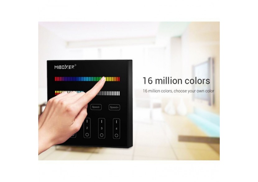 Télécommande murale RGB + CTT-4 zones-Noir-Mi-Light - B4B-RGBCCT - Barcelona LED