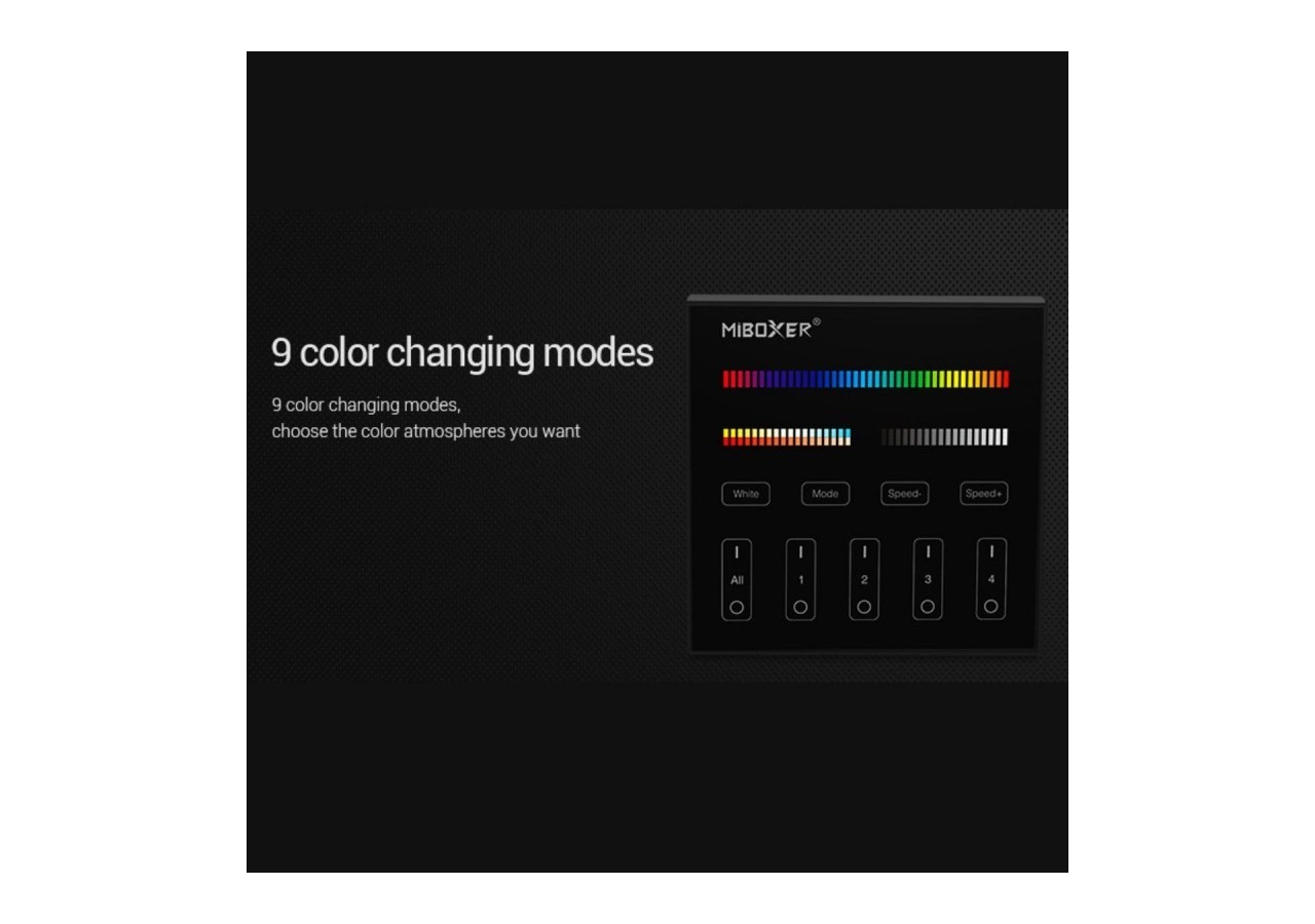 Télécommande murale RGB + CTT-4 zones-Noir-Mi-Light - B4B-RGBCCT - Barcelona LED