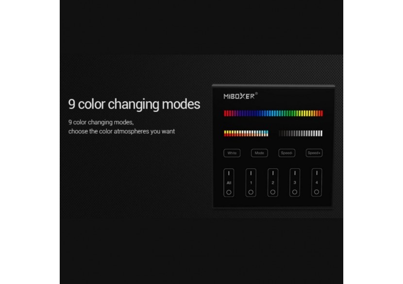 Télécommande murale RGB + CTT-4 zones-Noir-Mi-Light - B4B-RGBCCT - Barcelona LED