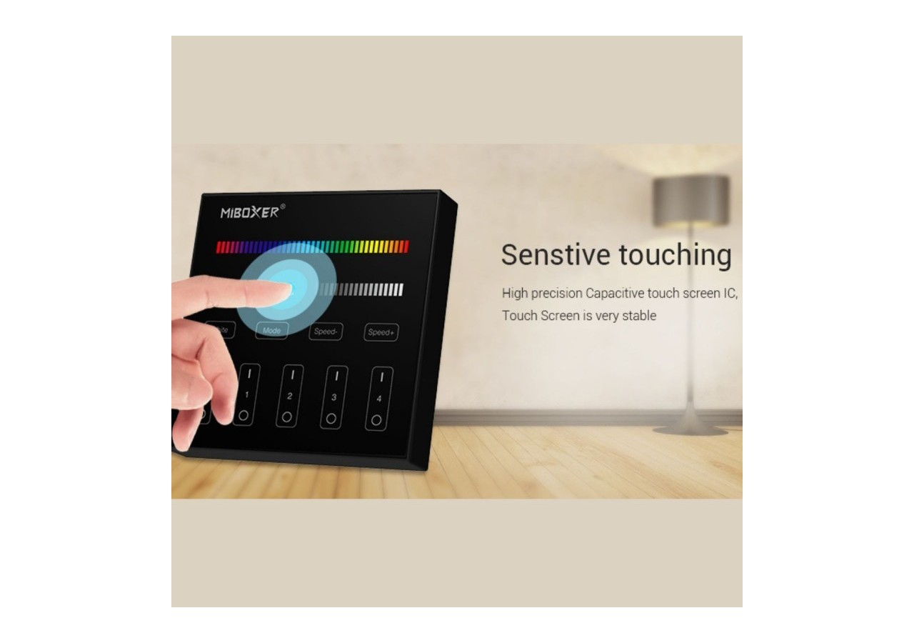 Télécommande murale RGB + CTT-4 zones-Noir-Mi-Light - B4B-RGBCCT - Barcelona LED