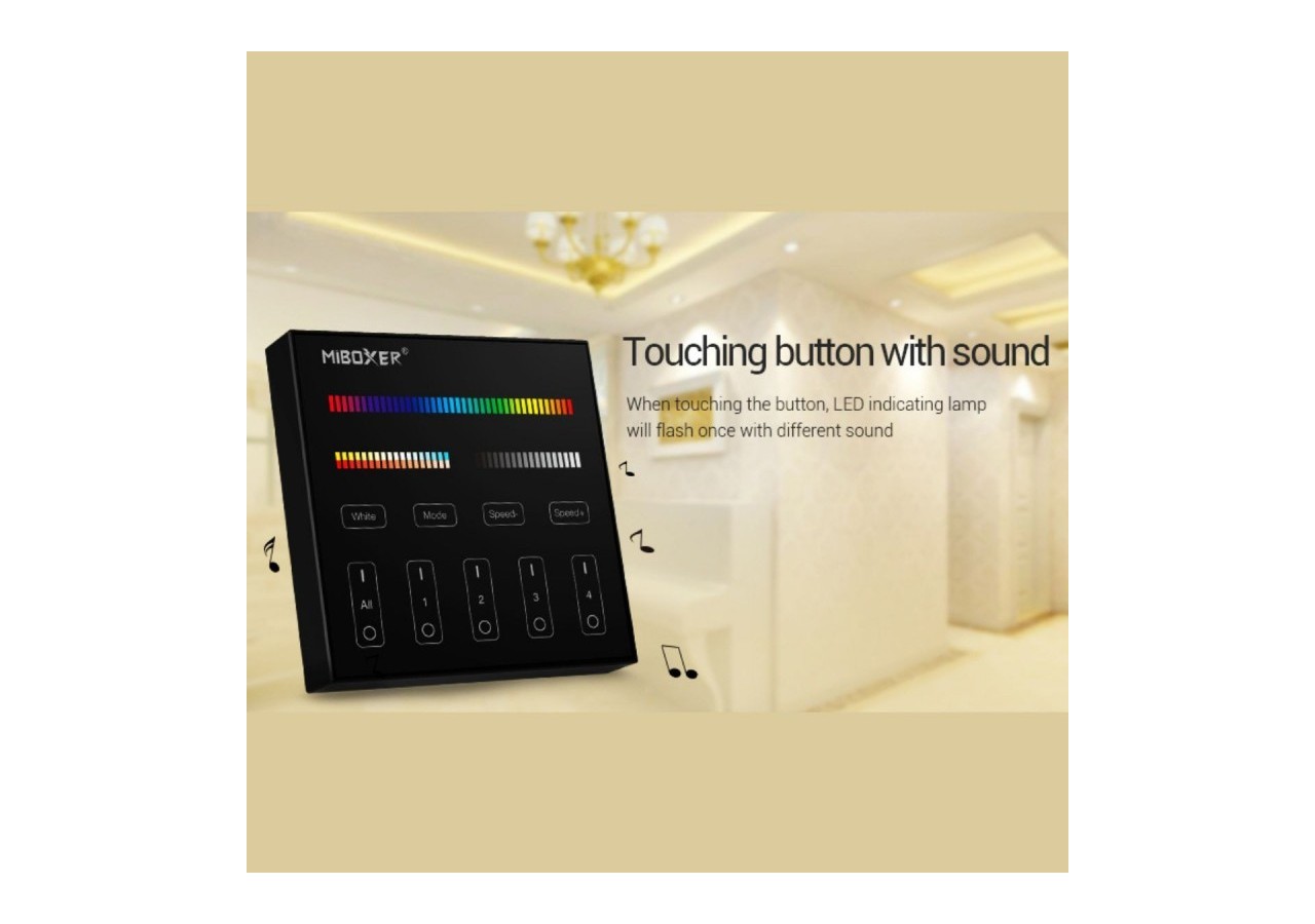 Télécommande murale RGB + CTT-4 zones-Noir-Mi-Light - B4B-RGBCCT - Barcelona LED