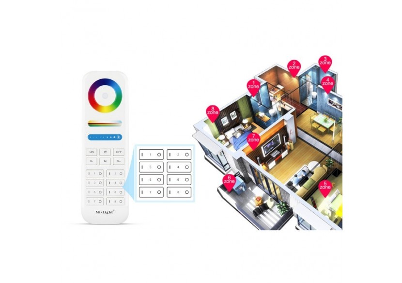 Télécommande LED RGB + CCT-8 Zones-BLANC-FUT089-Mi-Light - FUT089 - Barcelona LED