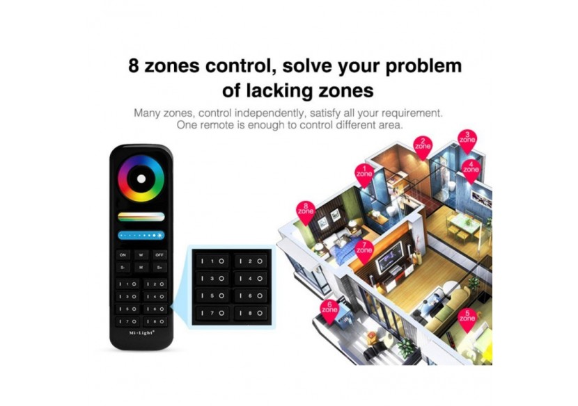 Télécommande LED RGB + CCT-8 Zones-NOIR-FUT089B-Mi-Light - FUT089B - Barcelona LED