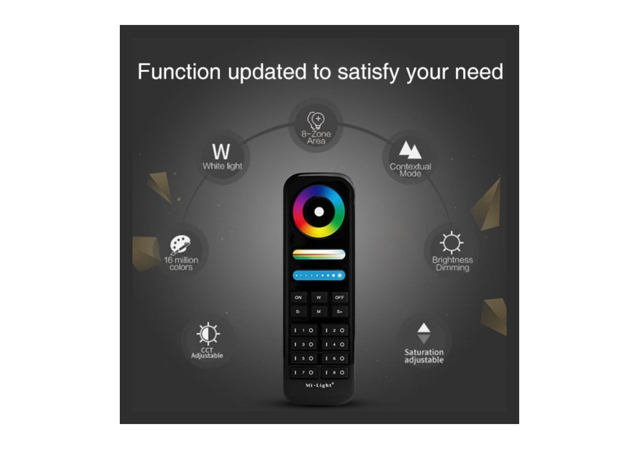 Télécommande LED RGB + CCT-8 Zones-NOIR-FUT089B-Mi-Light - FUT089B - Barcelona LED