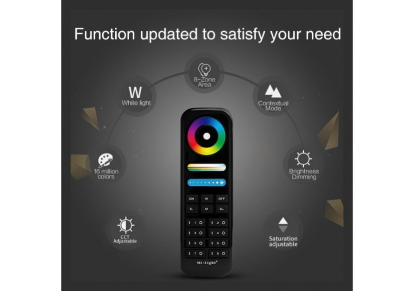 Télécommande LED RGB + CCT-8 Zones-NOIR-FUT089B-Mi-Light - FUT089B - Barcelona LED