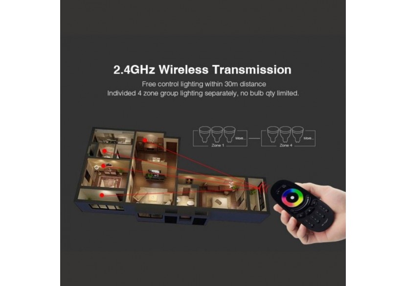 Télécommande LED RGBW-4 Zones-NOIR-FUT096B-Mi-Light - FUT096B - Barcelona LED