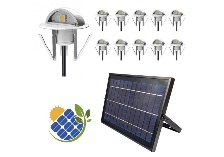 Pack 10 spots solaires LED encastrables avec panneau - BA50019-BC - Barcelona LED