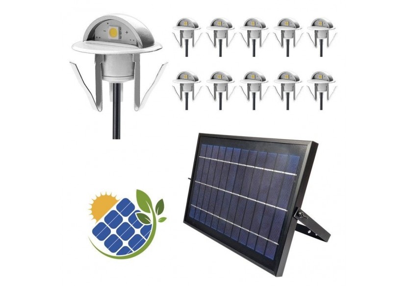 Pack 10 spots solaires LED encastrables avec panneau - BA50019-BC - Barcelona LED