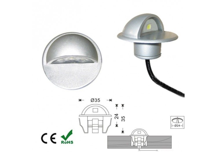 Balise LED encastrable IP67 12V-DC 0.4W blanc chaud - BA50014-BC - Barcelona LED