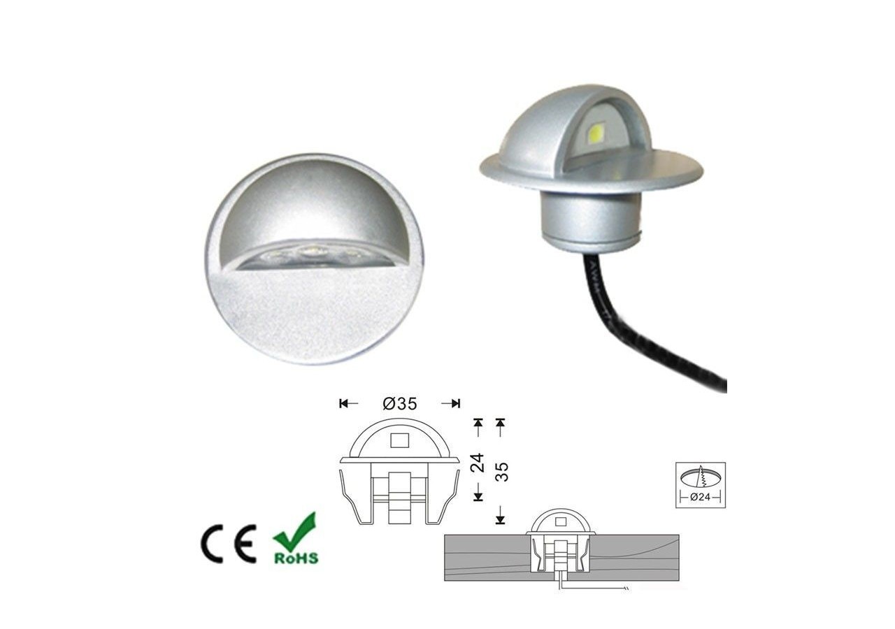 Balise LED encastrable IP67 12V-DC 0.4W blanc chaud - BA50014-BC - Barcelona LED