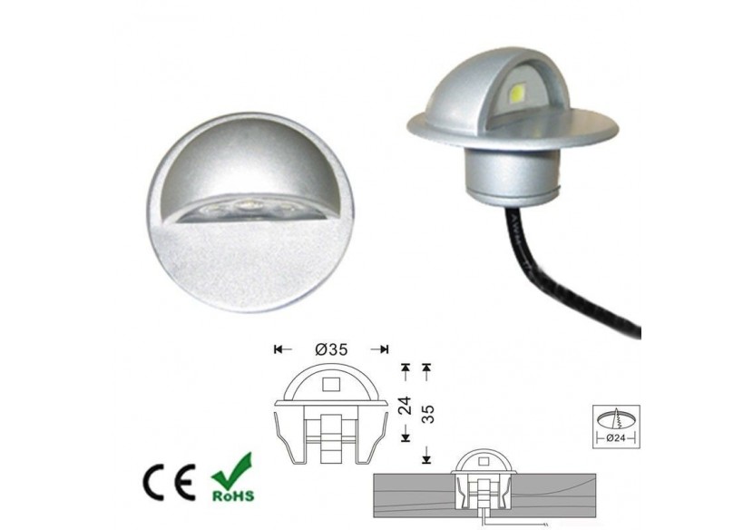 Balise LED encastrable IP67 12V-DC 0.4W blanc chaud - BA50014-BC - Barcelona LED