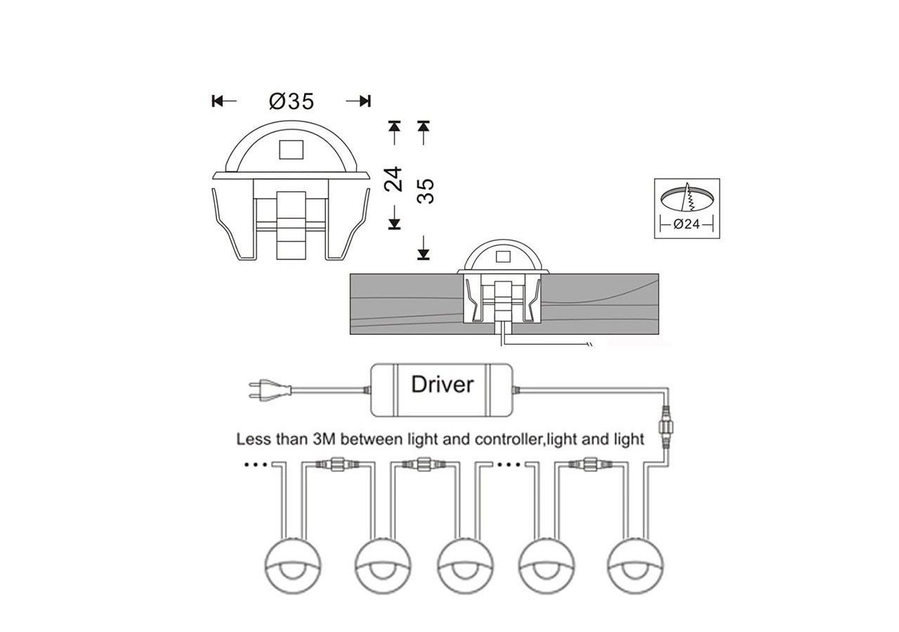 Balise LED encastrable IP67 12V-DC 0.4W blanc chaud - BA50014-BC - Barcelona LED
