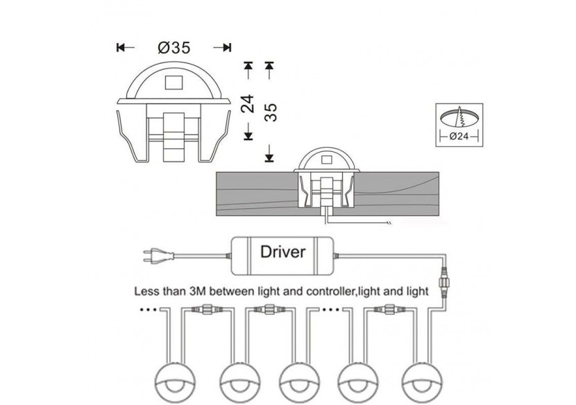 Balise LED encastrable IP67 12V-DC 0.4W blanc chaud - BA50014-BC - Barcelona LED