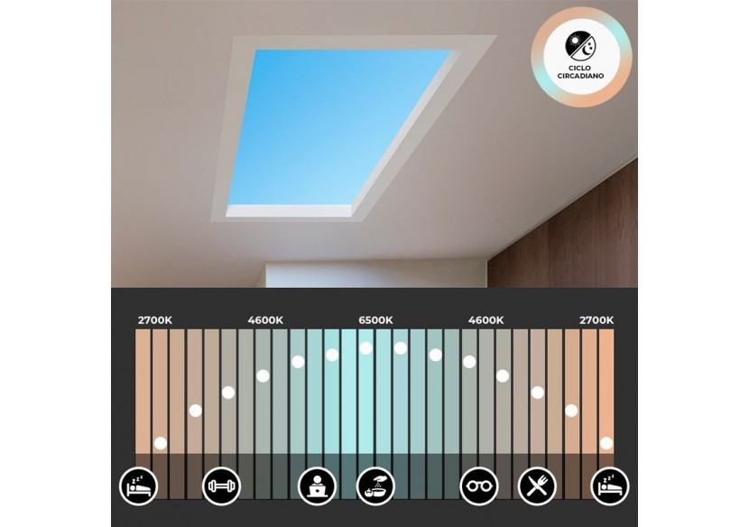 Panneau LED "SMART Blue Skylight"-Effet de ciel-Daylight-50W-60x30cm - B5228-BS-60X30-S - Barcelona LED