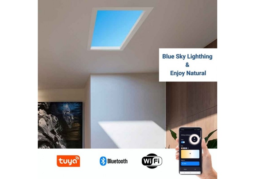Panneau LED "SMART Blue Skylight"-Effet de ciel-Daylight-50W-60x30cm - B5228-BS-60X30-S - Barcelona LED