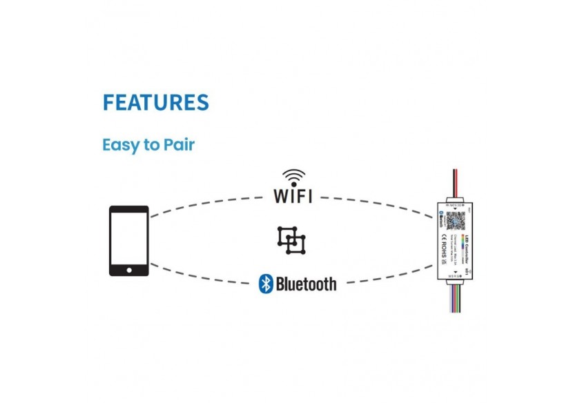 Mini contrôleur monochrome-WiFi + Bluetooth-5-24V DC-3,5A - CTL-AAW-MONO-34 - Barcelona LED