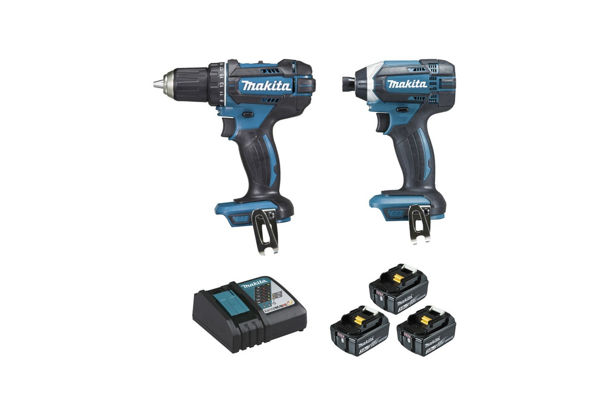 Ensemble perceuse et visseuse à choc 18 V Li-Ion usage quotidien - Makita : Confort'Mat