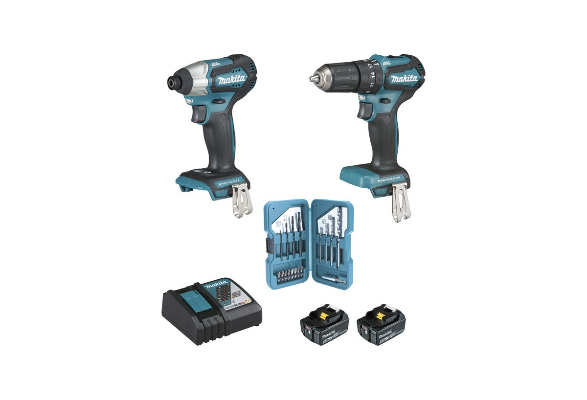 Ensemble perceuse à percussion et visseuse à choc 18 V Li-Ion format compact - Makita : Confort'Mat