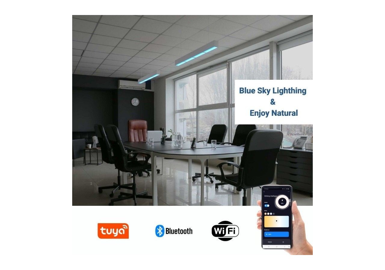 Linéaire suspendu "Blue Skylight" SMART-CCT-Effet de ciel-48W-UGR16 - B9021-S-B - Barcelona LED