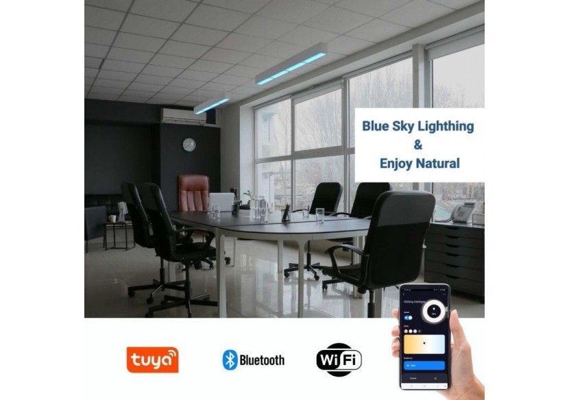 Linéaire suspendu "Blue Skylight" SMART-CCT-Effet de ciel-48W-UGR16 - B9021-S-B - Barcelona LED