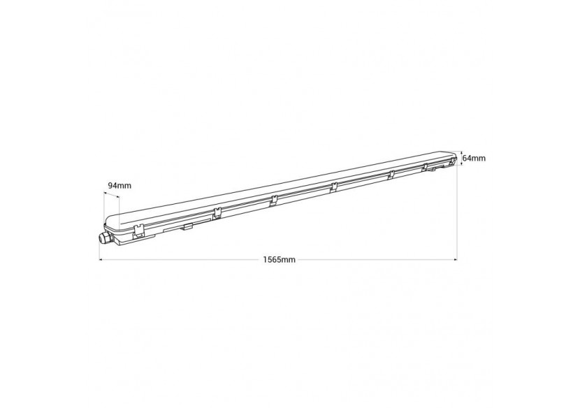 Kit Boîtier étanche double 150cm + 2 tubes LED T8 24W-6000K - K8480-150-6K - Barcelona LED