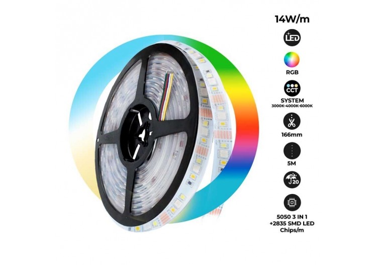 Ruban LED RGB+CCT-70W-24V-IP20-5m - B1554-IP20-RGB+CCT - Barcelona LED
