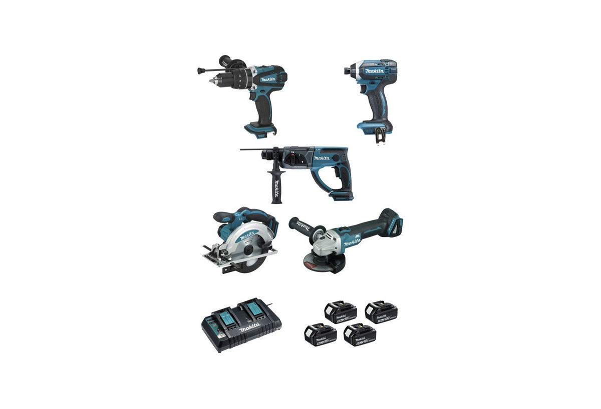 Ensemble de 5 machines 18 V Li-Ion usage intensif - Makita : Confort'Mat