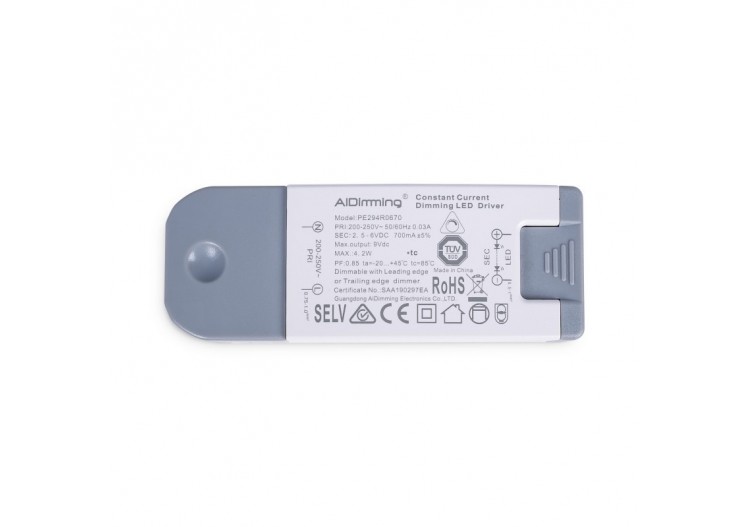 Driver LED dimmable TRIAC 2-6V DC-700mA-4,2W - PE294R0670 - Barcelona LED