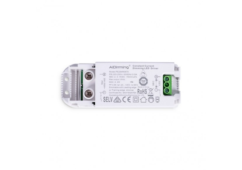 Driver LED dimmable TRIAC 2-6V DC-700mA-4,2W - PE294R0670 - Barcelona LED