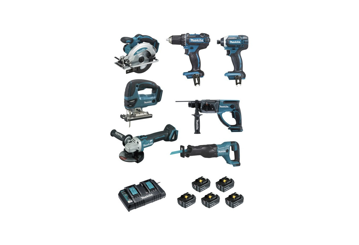 Ensemble de 7 machines 18 V Li-Ion usage quotidien - Makita : Confort'Mat
