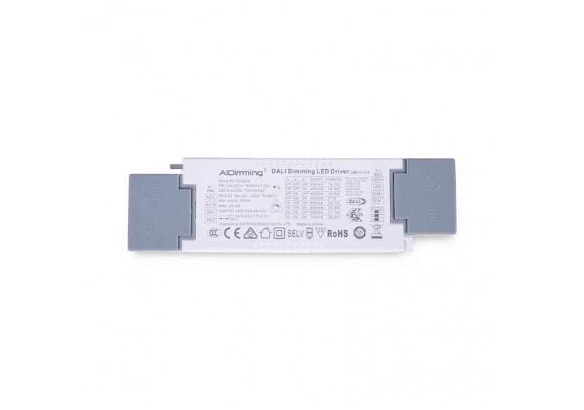 Driver LED dimmable par DALI , PUSH, 1/0-10V-Courant multiple (350-700mA) - PE-N30DA42 - Barcelona LED Driver LED dimmable par DALI , PUSH, 1/0-10V-Courant multiple (350-700mA) - PE-N30DA42 - Barcelona LED