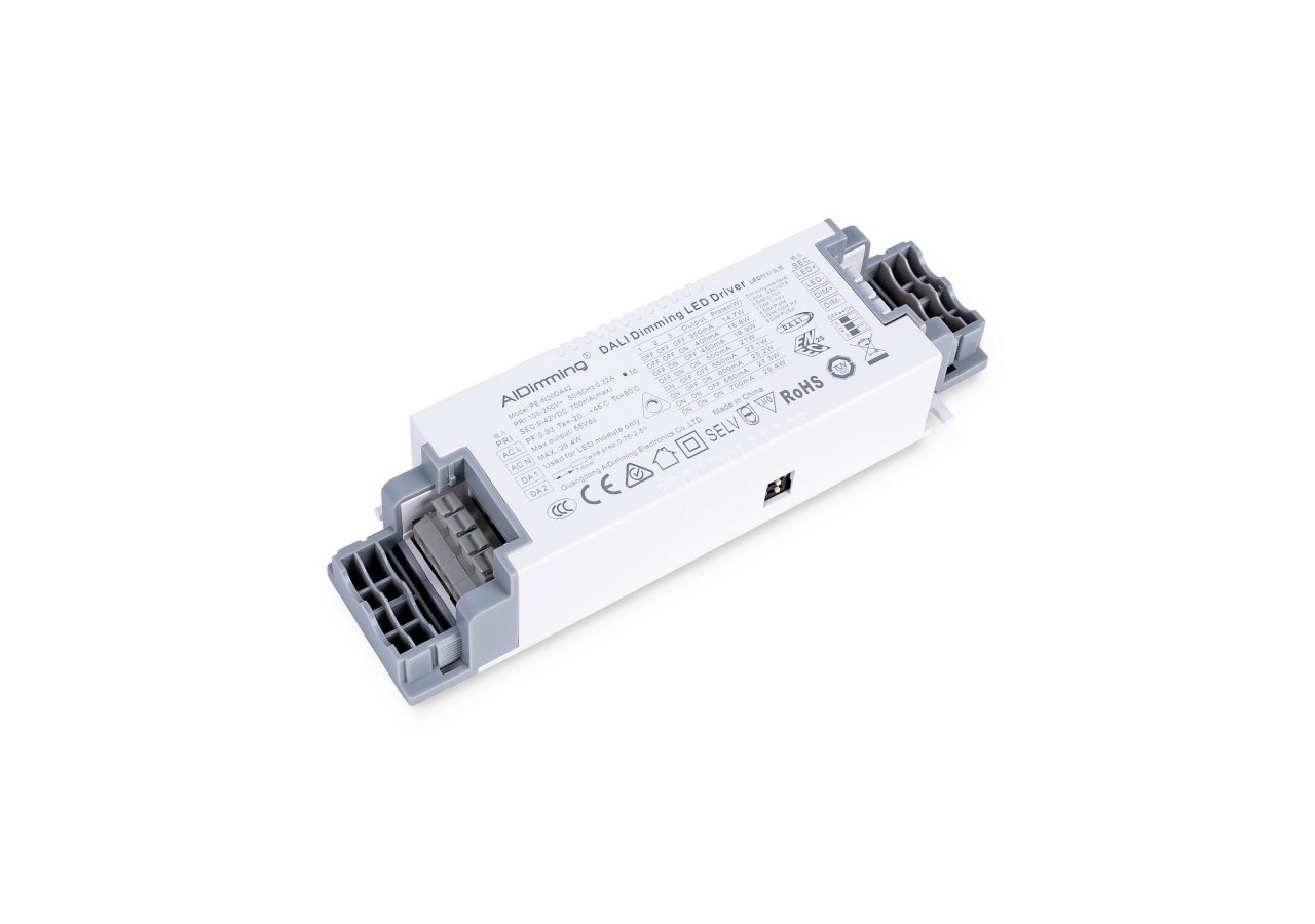 Driver LED dimmable par DALI , PUSH, 1/0-10V-Courant multiple (350-700mA) - PE-N30DA42 - Barcelona LED
