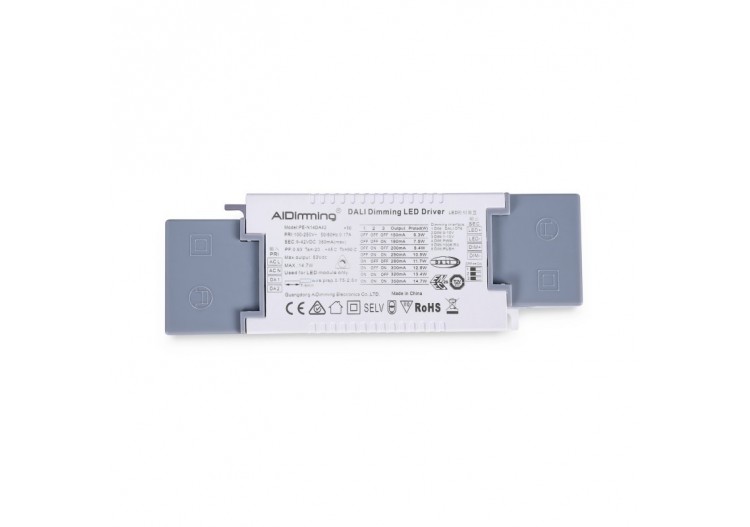 Driver LED dimmable par DALI , PUSH, 1/0-10V-Courant multiple (150-350mA) - PE-N14DA42 - Barcelona LED