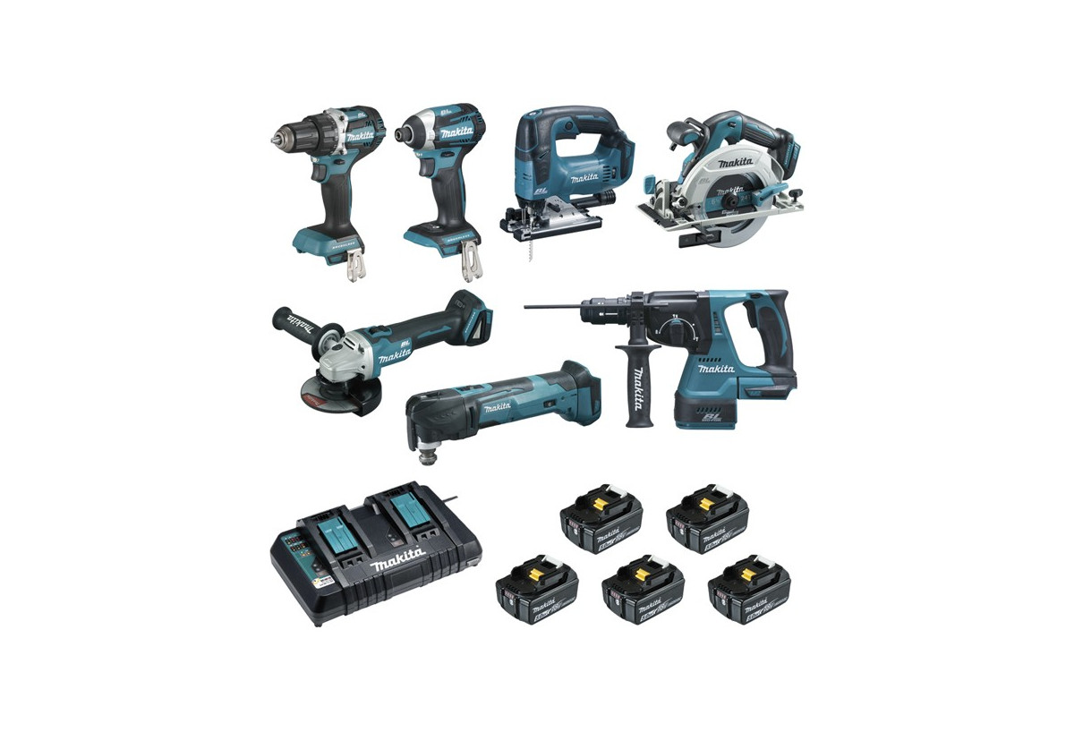 Ensemble de 7 machines 18 V Li-Ion usage intensif - Makita : Confort'Mat