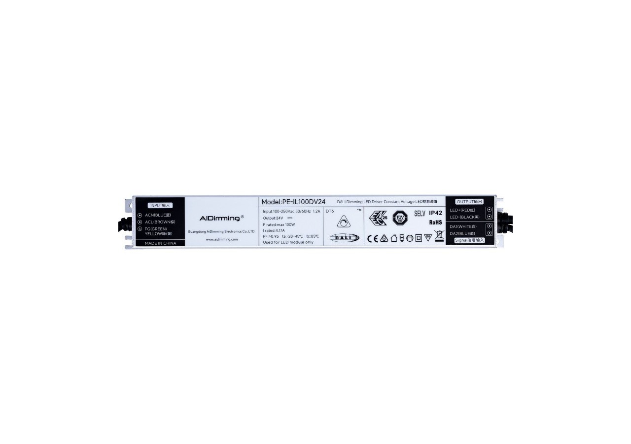 Alimentation LED dimmable DALI DT6-24V DC-4,17A-100W - PE-IL100DV24 - Barcelona LED