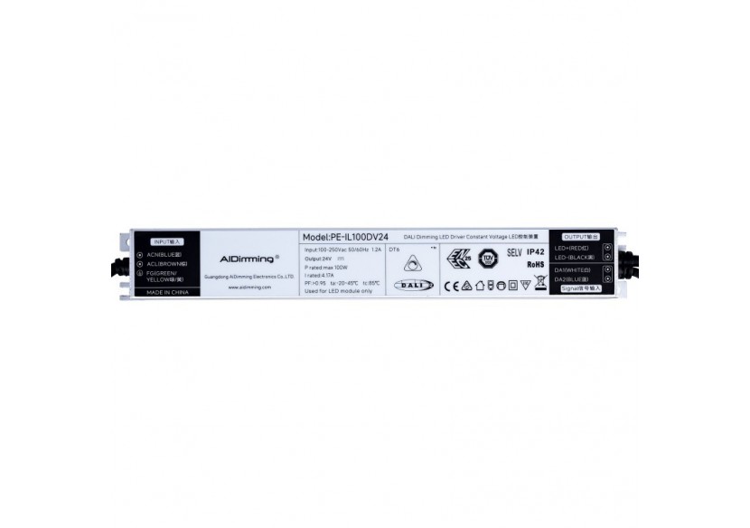 Alimentation LED dimmable DALI DT6-24V DC-4,17A-100W - PE-IL100DV24 - Barcelona LED Alimentation LED dimmable DALI DT6-24V DC-4,17A-100W - PE-IL100DV24 - Barcelona LED