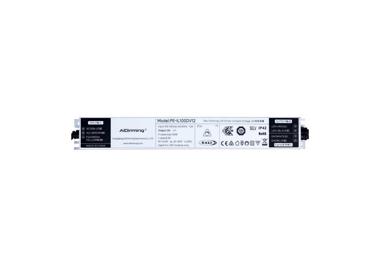 Alimentation LED dimmable DALI DT6-12V DC-8.3A-100W - PE-IL100DV12 - Barcelona LED