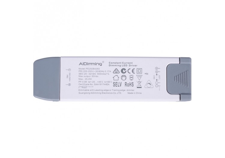 Driver LED dimmable TRIAC 25-42V DC-600mA-25,2W - PE292B4260 - Barcelona LED 2