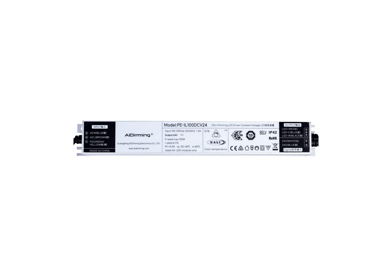Alimentation LED dimmable DALI DT8-24V DC-4.17A-100W - PE-IL100DCV24 - Barcelona LED